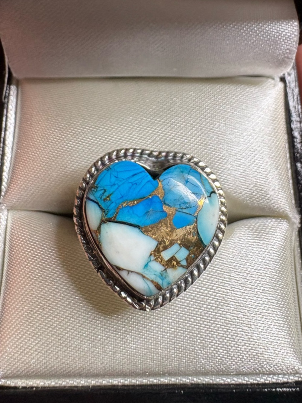 Ring Heart-Shaped Blue Dahlia Turquoise Boho Colorful